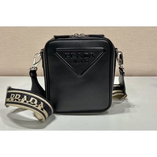 Prada 2VH154 Saffiano leather shoulder bag in Black Leather