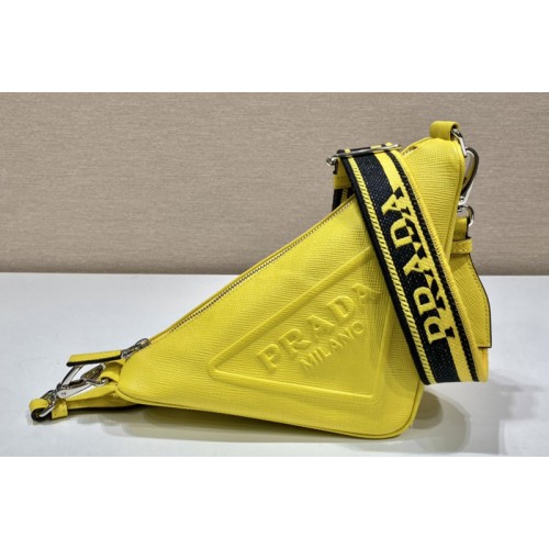 Prada 2VH155 Saffiano Prada Triangle bag in Yellow Leather