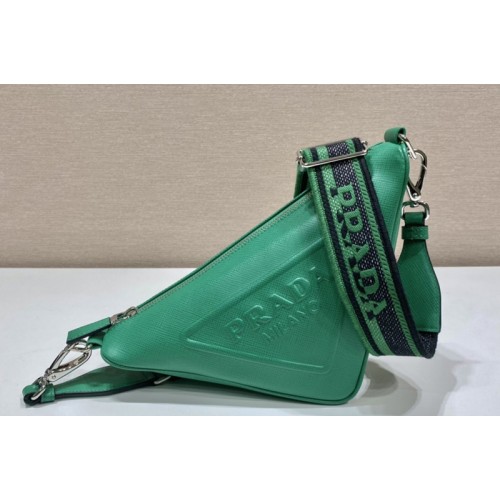 Prada 2VH155 Saffiano Prada Triangle bag in Green Leather