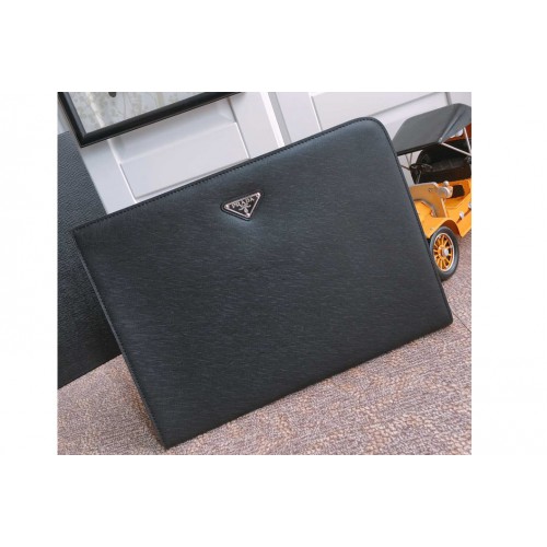 Prada 2VN003 Saffiano Leather Briefcase Bag in Black Saffiano leather