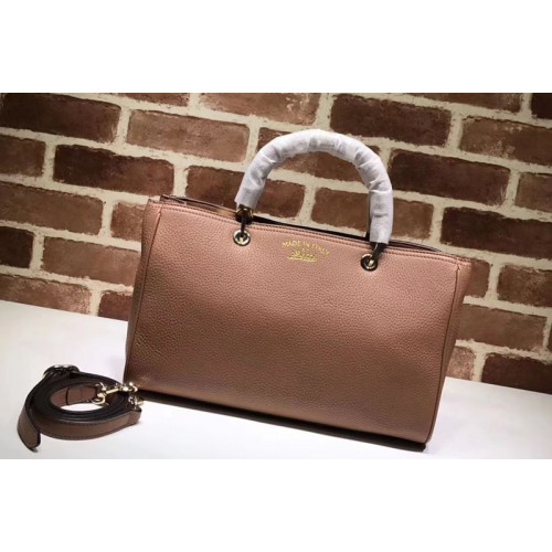 Gucci Bamboo Tote Bags Grainy Calf Leather Pink