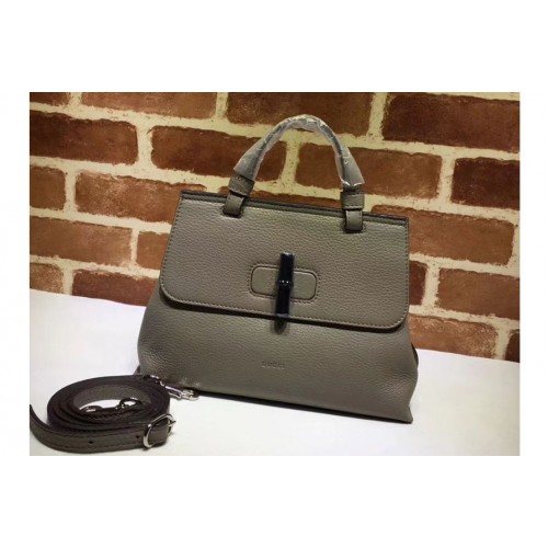 Gucci Bamboo Daily Leather Top Handle Bag Grey