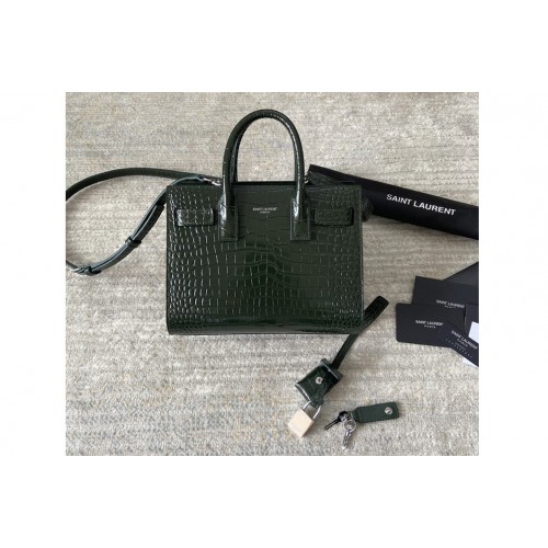 YSL CLASSIC SAC DE JOUR NANO IN Green CROCODILE-EMBOSSED SHINY LEATHER