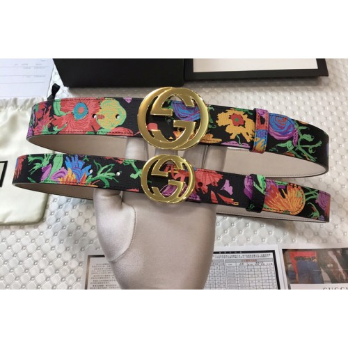 Gucci 30mm 38mm Ken Scott print Marmont belt in in Black multicolor leather Gucci 30mm 38mm Ken Scott print Marmont belt in in Black multicolor leather