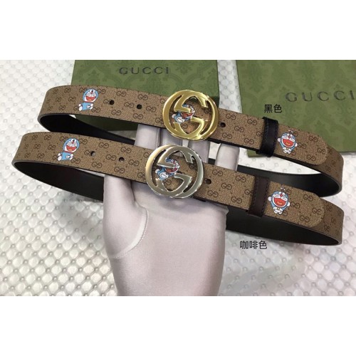 Gucci Doraemon x Gucci 30mm Belt Supreme canvas Black Coffee Leather Gucci Doraemon x Gucci 30mm Belt Supreme canvas Black Coffee Leather