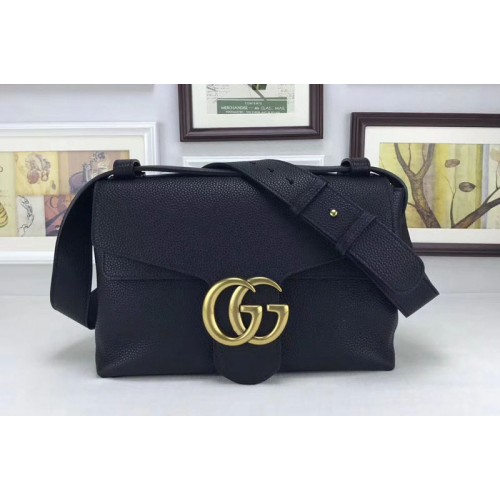 Gucci Marmont Leather Shoulder Bag Black