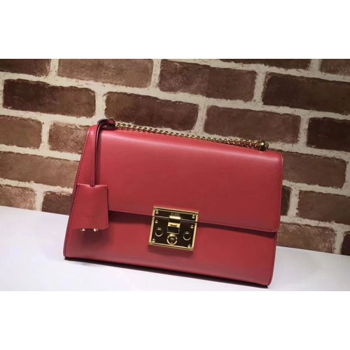 Gucci Padlock Calfskin Leather Shoulder Bag Red