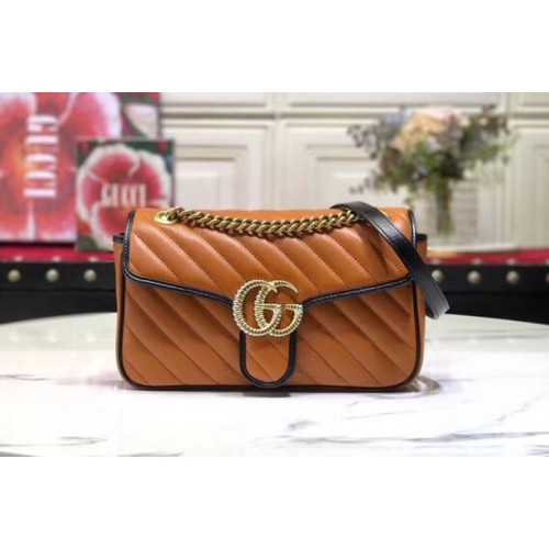 Gucci Marmont small shoulder bags cognac leather