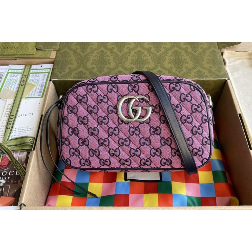 Gucci Marmont Multicolor small shoulder bag in Pink diagonal matelasse canvas