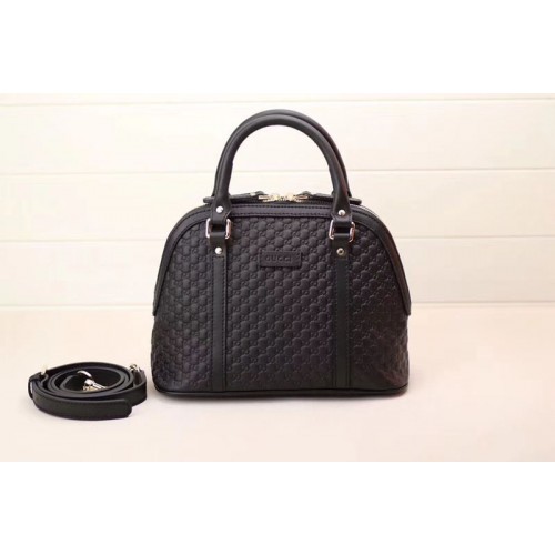 Gucci Signature Leather Top Handle Bag Black