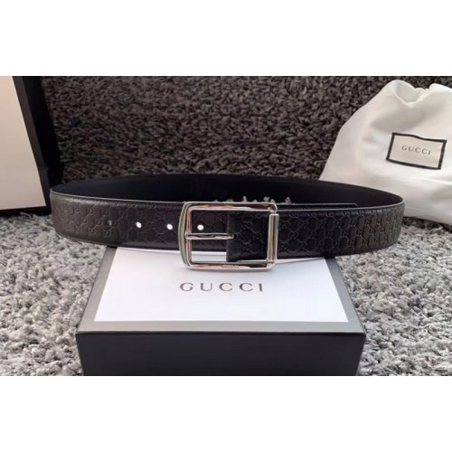 Gucci 40mm Gucci Signature belt with Silver Buckle in Black Signature leather Gucci 40mm Gucci Signature belt with Silver Buckle in Black Signature leather