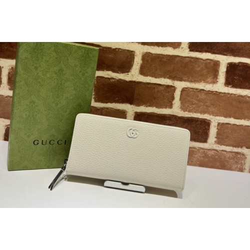 Gucci Marmont zip around wallet in White leather