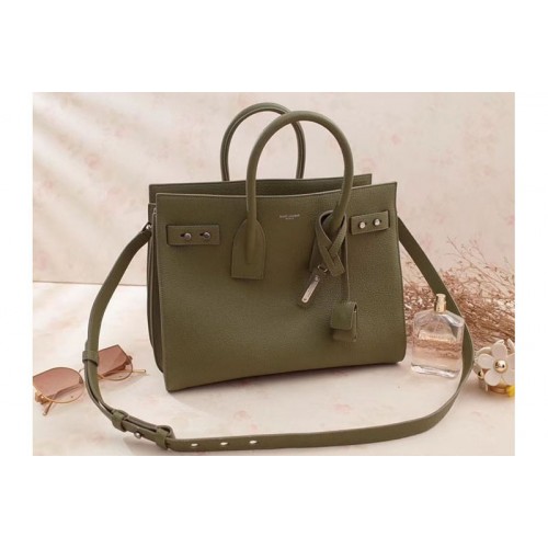 YSL Sac De Jour Souple Bag Grained Leather Green