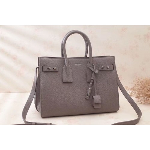 YSL Sac De Jour Souple Bag Grained Leather Grey