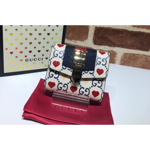 Gucci Sylvie leather Heart wallet in White Leather