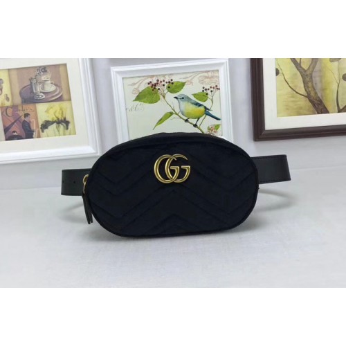 Gucci Marmont matelasse velvet belt bags Black Gucci Marmont matelasse velvet belt bags Black