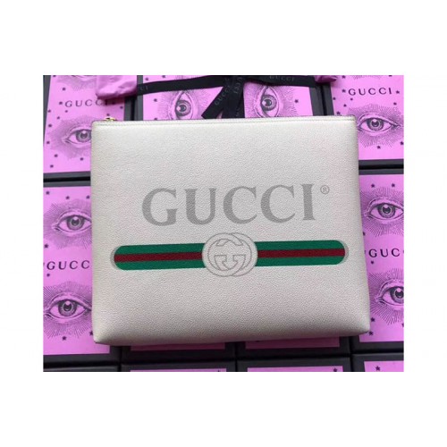 Gucci Print leather medium portfolio White Leather