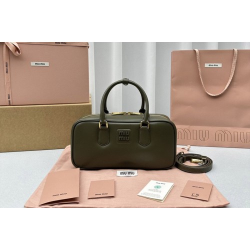 Miu Miu 5BB148 Arcadie leather bag in Dark Green Leather