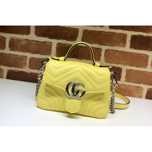 Gucci Marmont mini top handle bag in Yellow matelasse chevron leather with heart