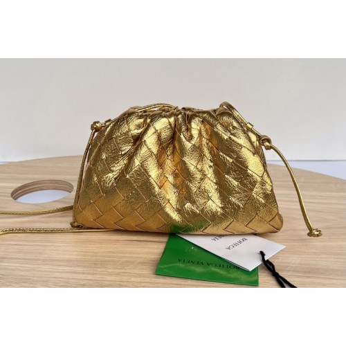 Bottega Veneta Mini Pouch in Gold Leather