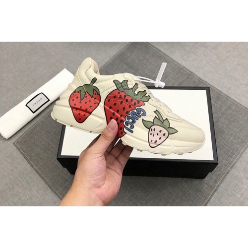 Mens and Womens Gucci Rhyton sneaker with Gucci Strawberry