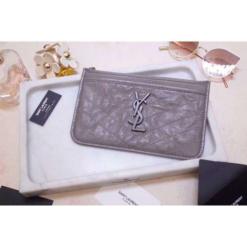 YSL Niki Bill Pouch in Gray Crinkled Vintage Leather YSL Niki Bill Pouch in Gray Crinkled Vintage Leather