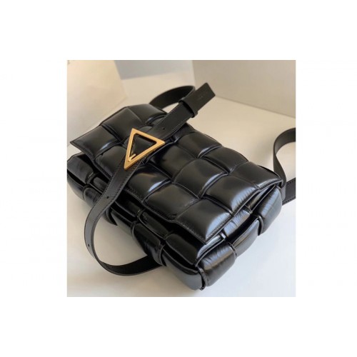 Bottega Veneta padded cassette bag in Black Lambskin Leather With Gold Hardware