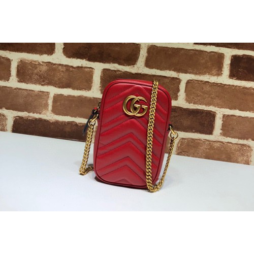 Gucci Marmont mini bag in Red matelasse chevron leather Gucci Marmont mini bag in Red matelasse chevron leather