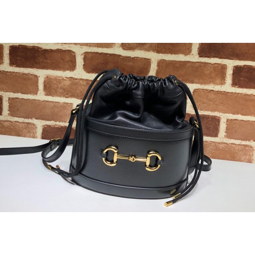 Gucci 1955 Horsebit bucket bag Black Blue textured leather