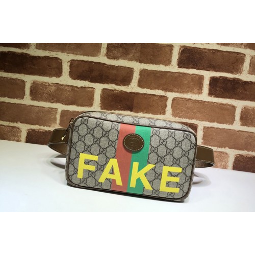 Gucci & 8216 Fake Not print belt bag in Beige and ebony Supreme canvas Gucci & 8216 Fake Not print belt bag in Beige and ebony Supreme canvas