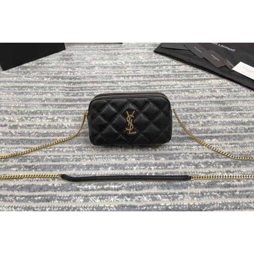 YSL BECKY DOUBLE-ZIP POUCH IN QUILTED MATTE LEATHER