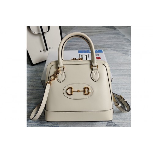 Gucci Horsebit 1955 small top handle bag in White leather