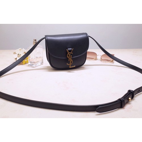 YSL Kaia Mini Satchel Bag in Black Smooth Vintage Leather