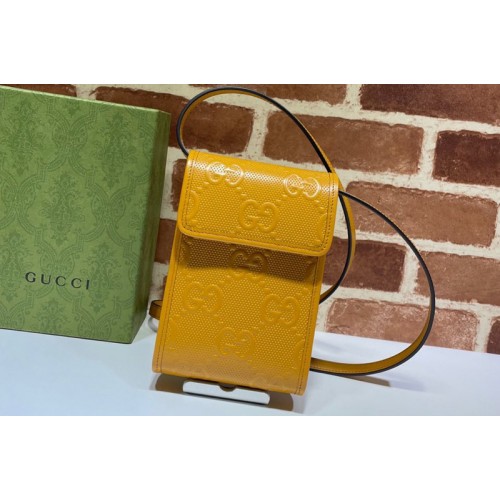 Gucci embossed mini bag in embossed yellow leather