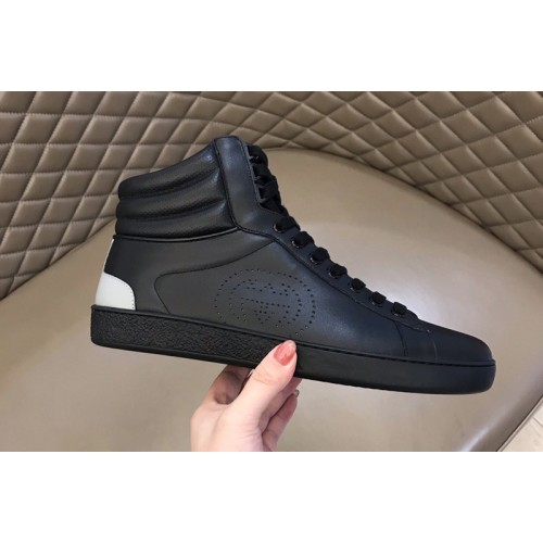 Gucci Mens high-top Ace sneaker in Black leather Gucci Mens high-top Ace sneaker in Black leather