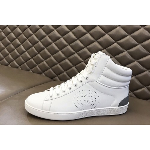 Gucci Mens high-top Ace sneaker in White leather Gucci Mens high-top Ace sneaker in White leather