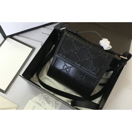 Gucci embossed messenger bag in Black embossed leather