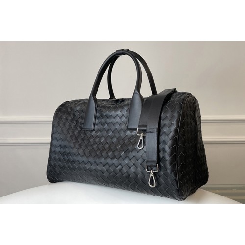 Bottega Veneta Duffle Travel Bag in Black Intrecciato Nappa leather