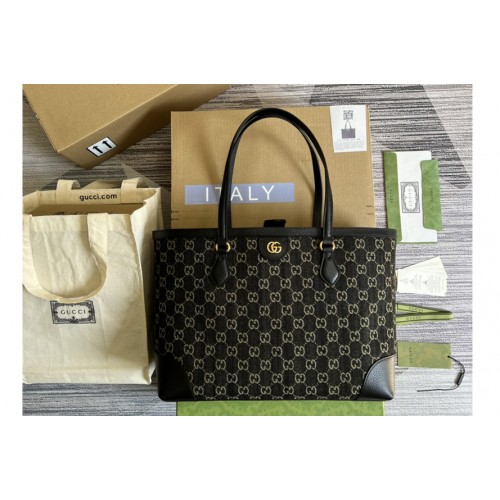 Gucci Ophidia medium tote with Web Bag in Black and ivory denim jacquard Gucci Ophidia medium tote with Web Bag in Black and ivory denim jacquard