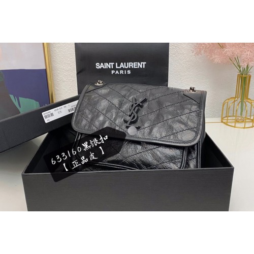 YSL niki Baby bag in Black vintage crinkled leather