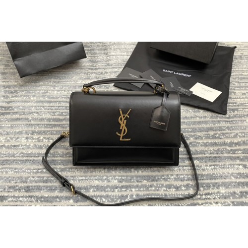 YSL MEDIUM SUNSET SATCHEL IN Black SMOOTH LEATHER