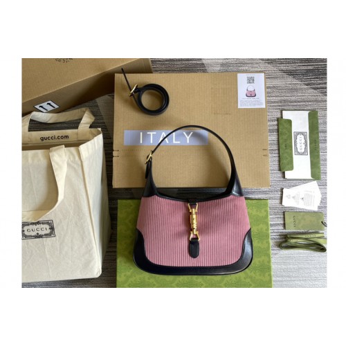 Gucci Jackie 1961 small shoulder bag in Pink corduroy