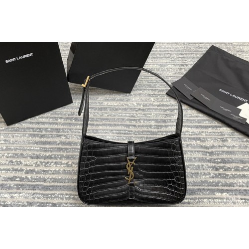 YSL LE 5 À 7 HOBO BAG IN CROCODILE-EMBOSSED SHINY LEATHER
