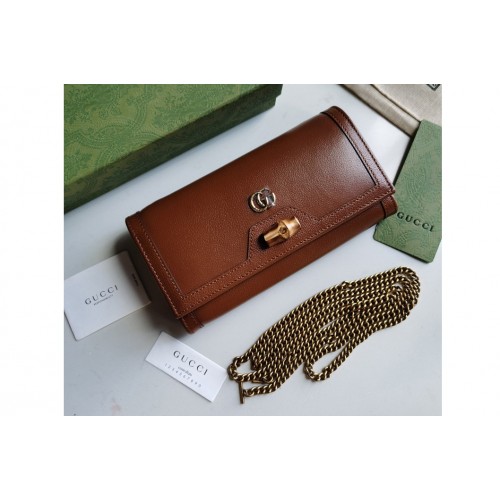Gucci Diana chain wallet with bamboo in Brown leather Gucci Diana chain wallet with bamboo in Brown leather
