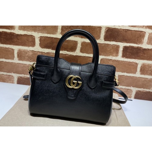 Gucci Small top handle bag with Double G in Black leather