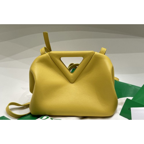 Bottega Veneta Point Leather top handle bag in Yellow Calf Leather