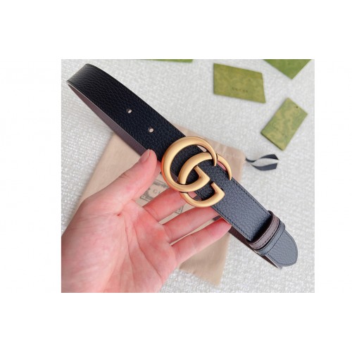 Gucci Marmont 30mm reversible belt in Black Coffee Leather