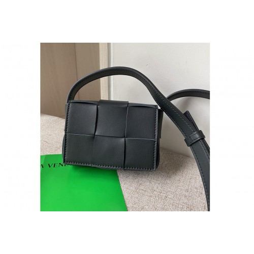 Bottega Veneta Cassette mini bag in Black Intreccio leather Bottega Veneta Cassette mini bag in Black Intreccio leather