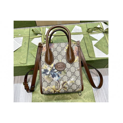 Gucci mini tote bag in Beige and ebony Supreme canvas