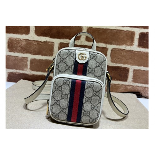 Gucci Ophidia mini bag in Beige and ebony Supreme canvas